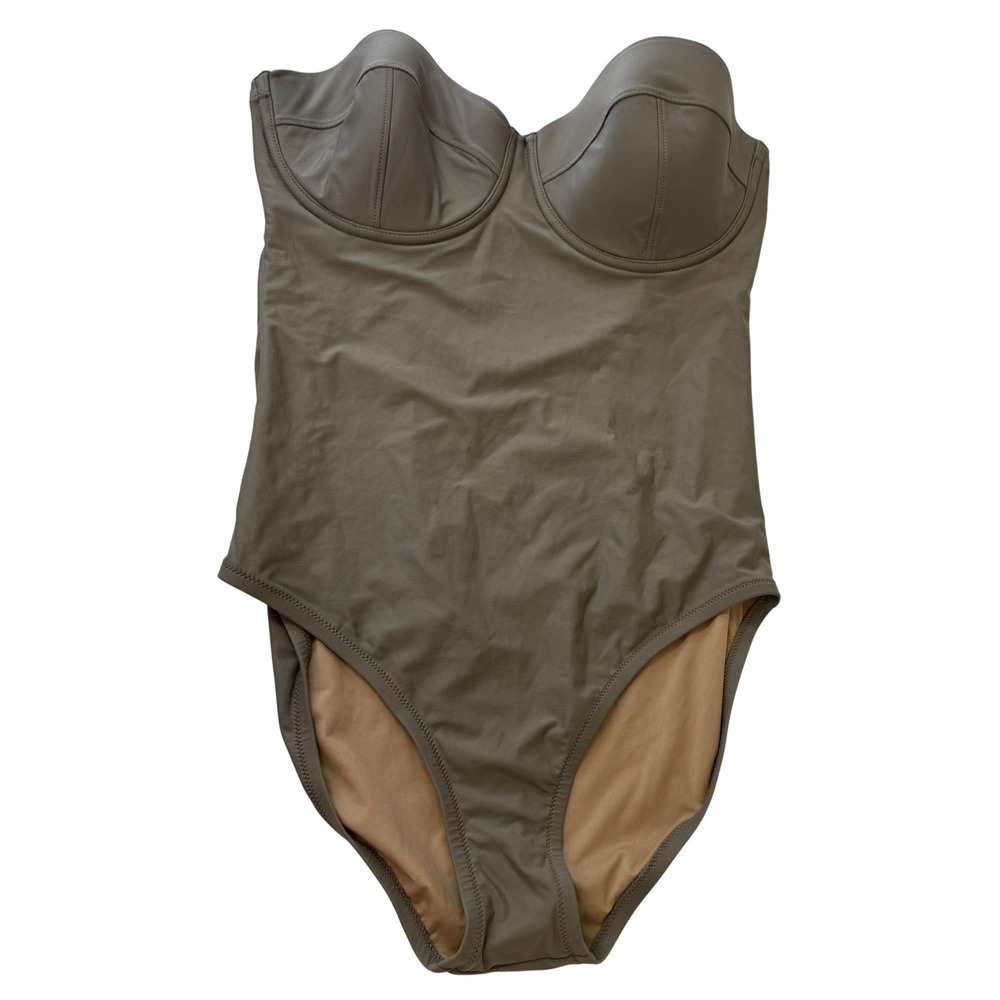 J.Crew Womens Strapless Underwire One-Piece Swimsuit D-Cup Size 8 Pinup Taupe